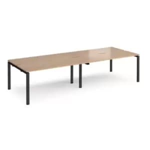 Bench Desk 4 Person Rectangular Desks 3200mm Beech Tops With Black Frames 1200mm Depth Adapt