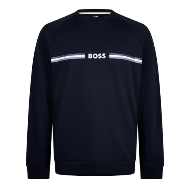 Boss Mens Authentic Cotton Relaxed Fit Crew Sweatshirt Navy 403 male S