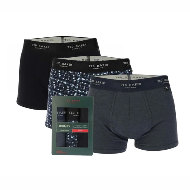 Ted Baker 3 Pack of Cotton Trunks - Blue Blue S