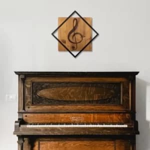 Music Walnut Black Decorative Wooden Wall Accessory