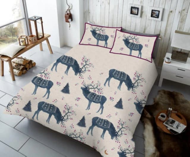 Smart Living Smart Living Printed Polycotton Christmas Duvet Cover With Pillowcases in Mid Blue Size: Double Mid Blue Double Unisex 5051346156598