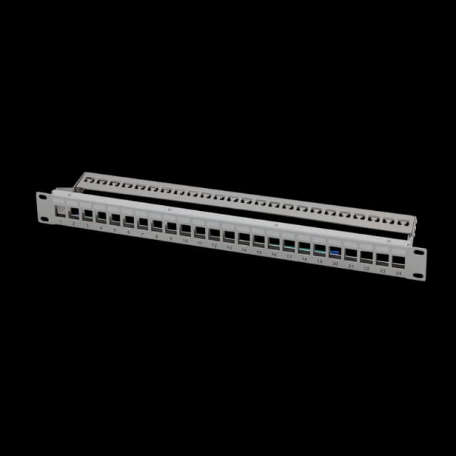 LogiLink Keystone Panel 1U. 24 ports. shielded. with label field. grey