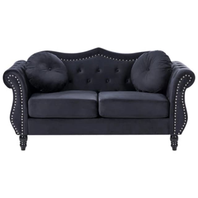 Beliani Sofa 2 Seater Skien Velvet Black