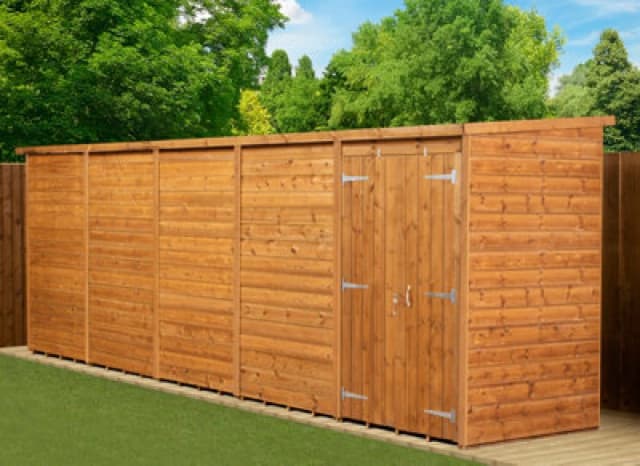 Empire Sheds Empire Modular Pent 20X4 Dipped Treated Tongue And Groove Wooden Garden Shed Double Door (20' X 4' / 20ft X 4ft) (20X4)