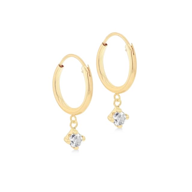 Be You 9ct Gold CZ Endless Hoop Drop Earrings Yellow Gold female One Size