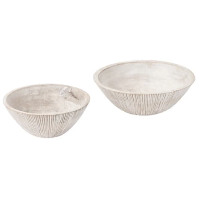 Beliani Set Of 2 Bowls Siwa Mango Wood Light Brown