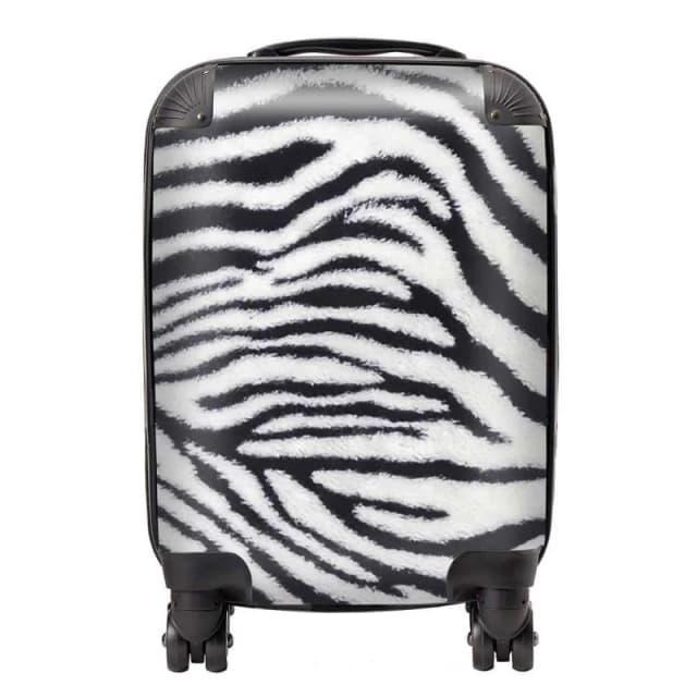 Warren Reed - Designer Zebra Texture Pattern Suitcase in Grey Size: Large Grey Unisex Large