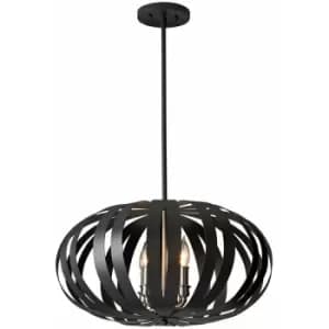 Loops - 4 Bulb Chandelier Hanging Pendant LIght Textured Black LED E14 40W Bulb