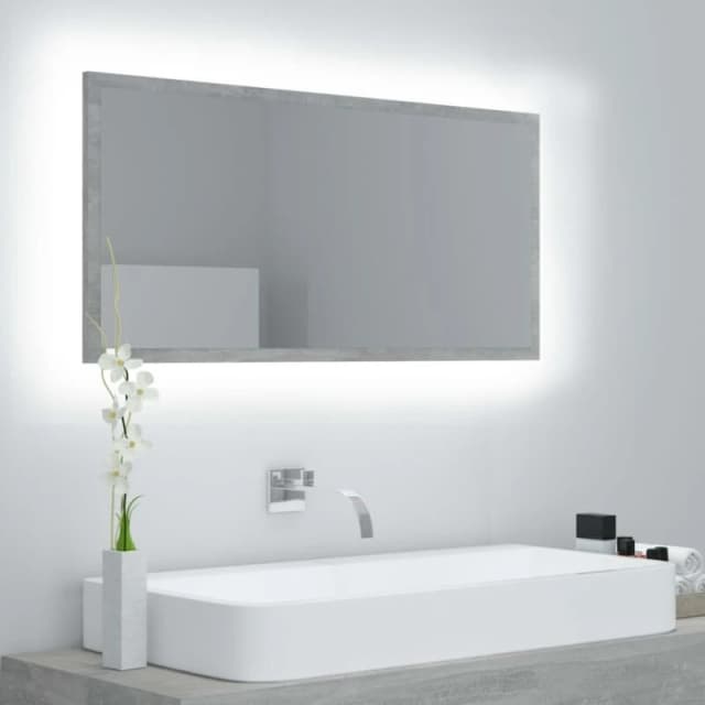 VIDAXL LED Bathroom Mirror Concrete Grey 90x8.5x37cm Acrylic Vidaxl 8720286221211