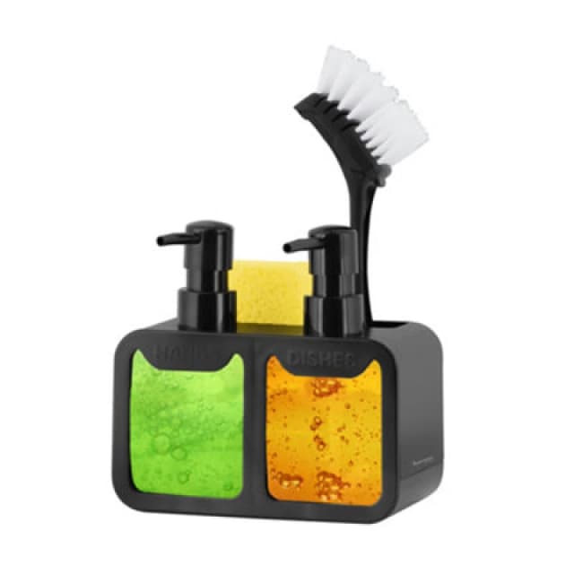 Innoteck Essentials Dual Soap Dispenser Sink Organiser - Black