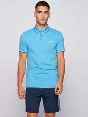 Hugo Boss Golf Paul Curved Polo Shirt Open Blue Size M Men