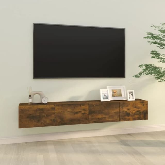 Vidaxl Wall TV Cabinets 2 Pcs Smoked Oak 100X30X30 Cm Engineered Wood, Brown 820466