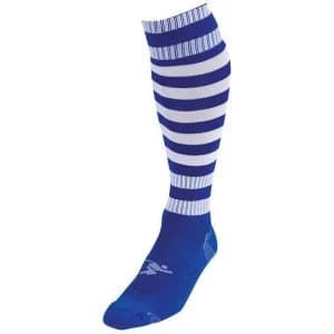Precision Royal/White Hooped Pro Football Socks Adult - UK 7-11
