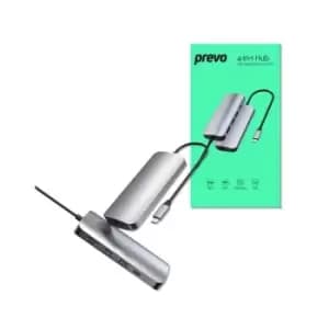 Prevo C501R USB Type-C 4-In-1 Hub Docking Station with USB Type-C USB 3.0 x2 4K HDMI RJ45 Gigabit Ethernet PC Laptop Tablets iPad MacBook iMac Compati