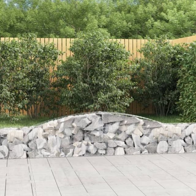 vidaXL Arched Gabion Baskets 15 pcs 400x30x40/60cm Galvanised Iron, Silver 3146836