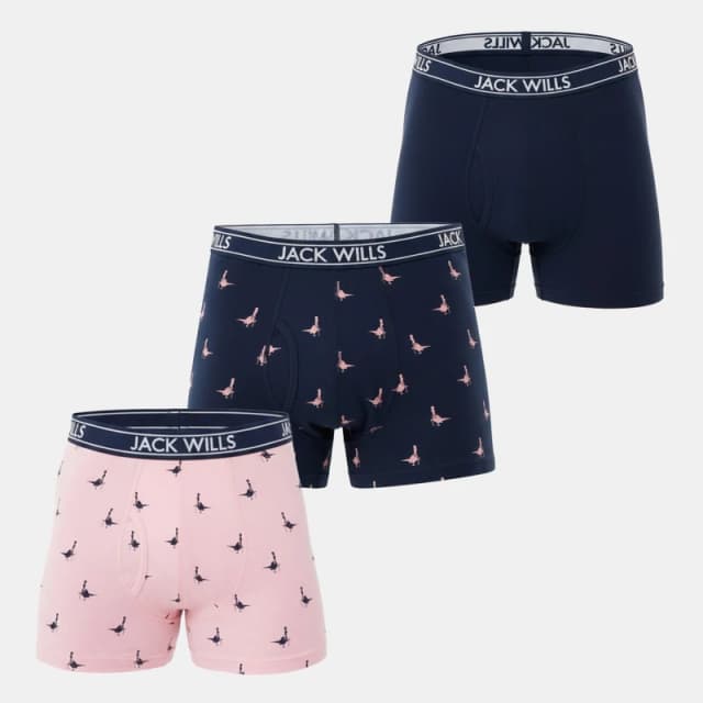 Jack Wills Daundley Multipack Boxers 3 Pack Pink/Navy AOP male X Small
