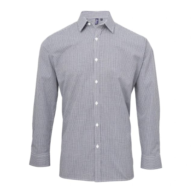 Premier Premier Men Microcheck Long Sleeve Shirt in Navy Size: X-Small Navy XS Male 5057520101880