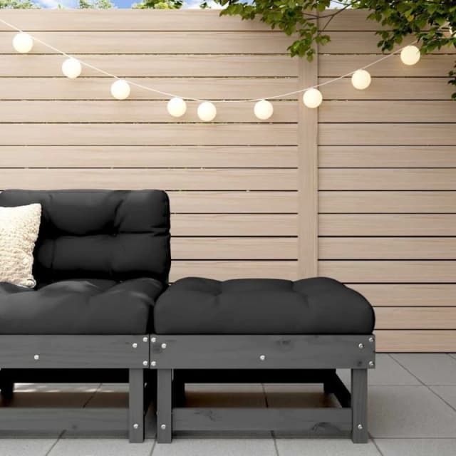 VIDAXL Garden Footstool with Cushion Grey Solid Wood Pine Vidaxl 8720845801601