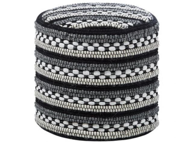 Beliani Pouffe Guntur Wool Black/ White