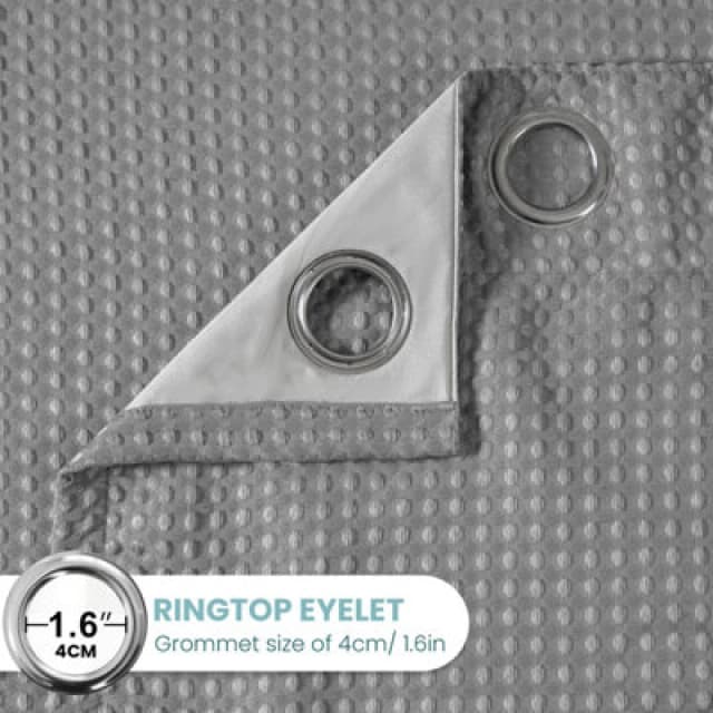 Velosso Ring Top Door Curtains - Waffle Weave Design, Textured Drapes, Light Filtering And Thermal Curtains For Modern Home Decor -Silver