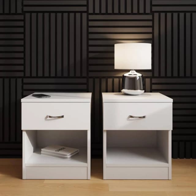 FWStyle FWStyle Pair Of 1 Drawer Open Shelf White Nightstands White One Size Unisex 5056413131126