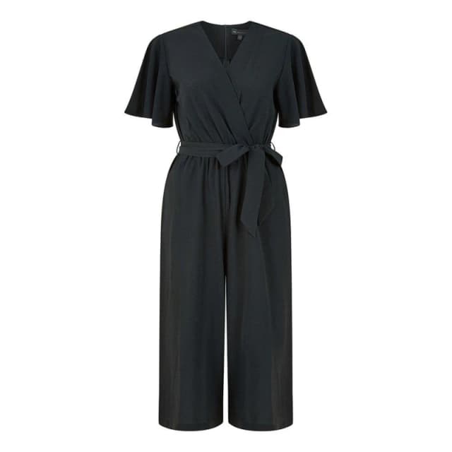 Mela London Mela London Navy Wrap Jumpsuit With Angel Sleeves - Black 8
