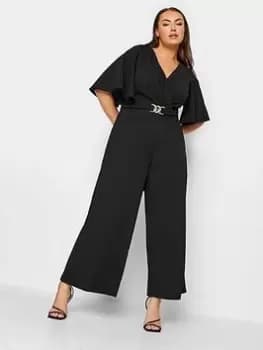 Yours Wrap Buckle Detail Jumpsuit, Black, Size 18, Women