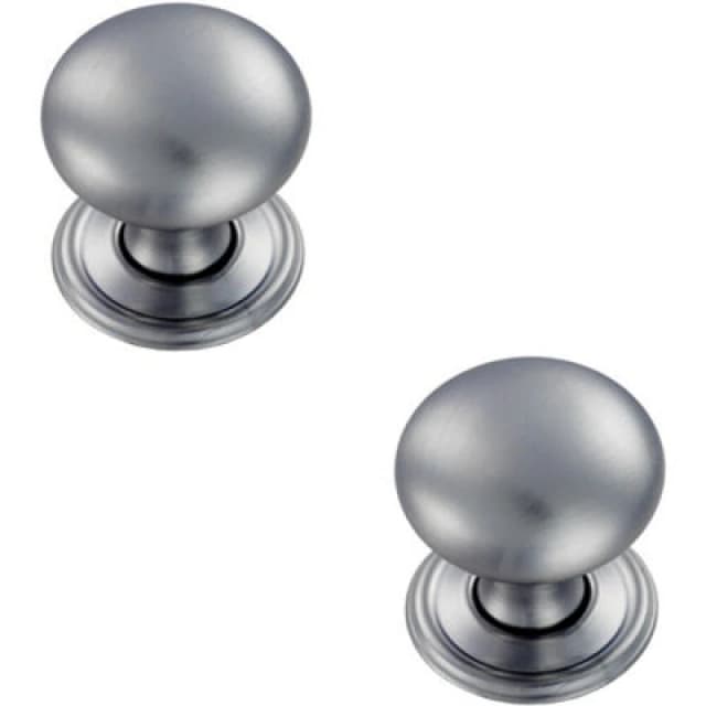 Loops 2x Round Victorian Cupboard Door Knob 32mm Dia Satin Chrome Cabinet Handle Multi unisex