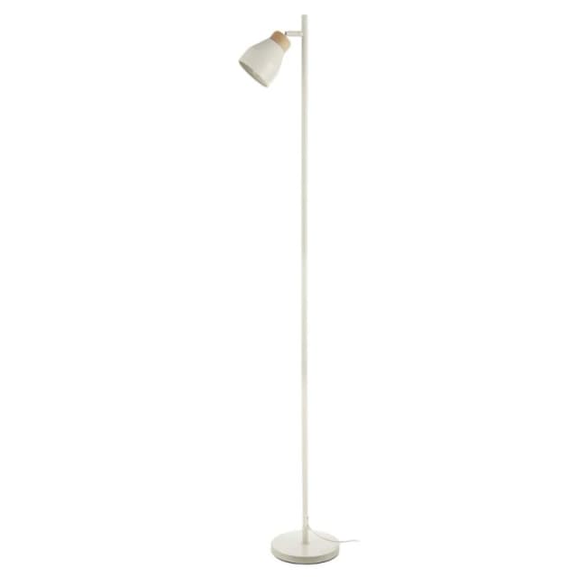 Happy Homewares Muted Dove Grey Scandinavian Designed Floor Lamp with Wooden Trim in Off-White Off-White Unisex