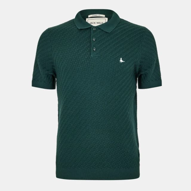 Jack Wills Short Sleeve Knit Polo Men Evergreen male S