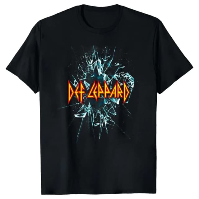 Def Leppard Mens Shatter Cotton T-Shirt in Black Size: Small Black Male S