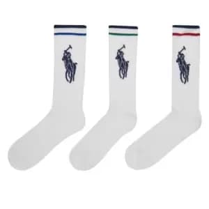 Polo Ralph Lauren 3 Pack Crew Logo Socks - White