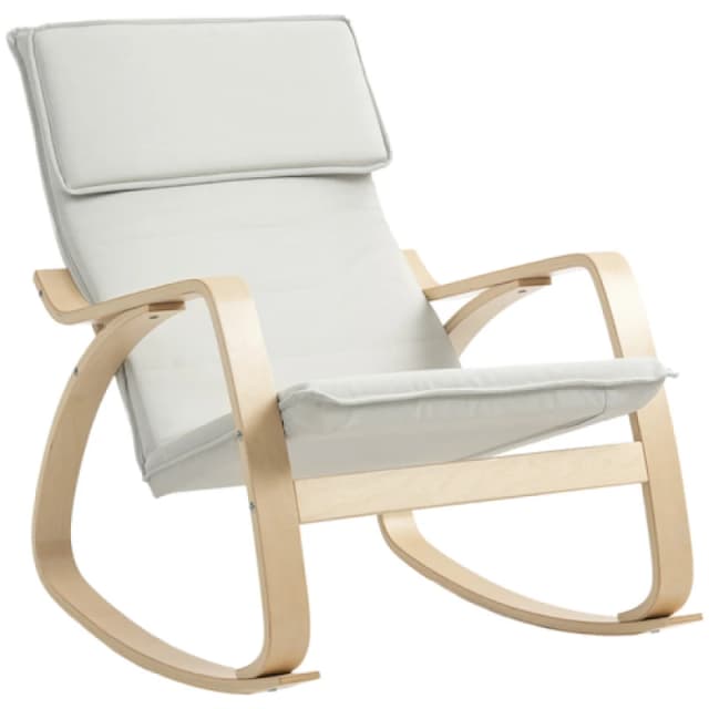 HOMCOM HOMCOM Comfortable Relax Rocking Chair, Lounge Chair Recliner with Headrest in Cream Cream One Size Unisex 5063603761155