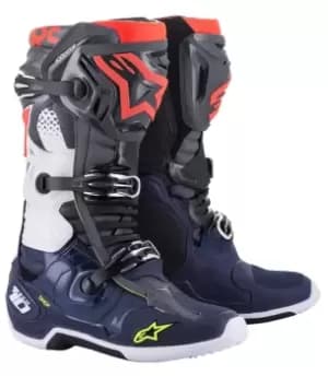 Alpinestars Tech 10 Dark Gray Dark Blue Fluo Red US 14
