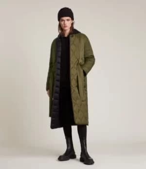 AllSaints Womens Holden Reversible Coat, Olive Green/black, Size: 12