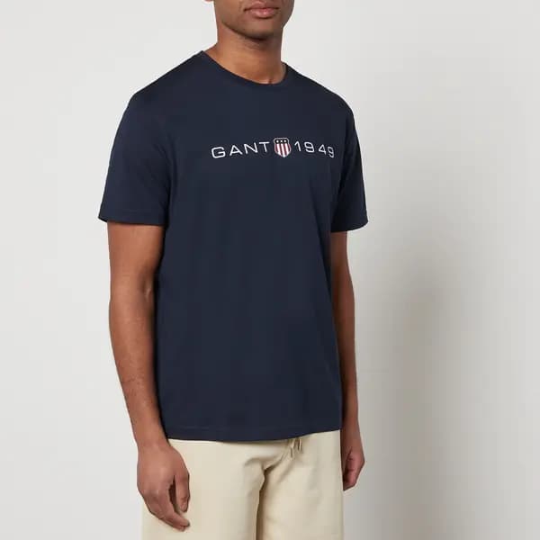 GANT Graphic Cotton-Blend T-Shirt - S Blue Tops male 2003242-433 S