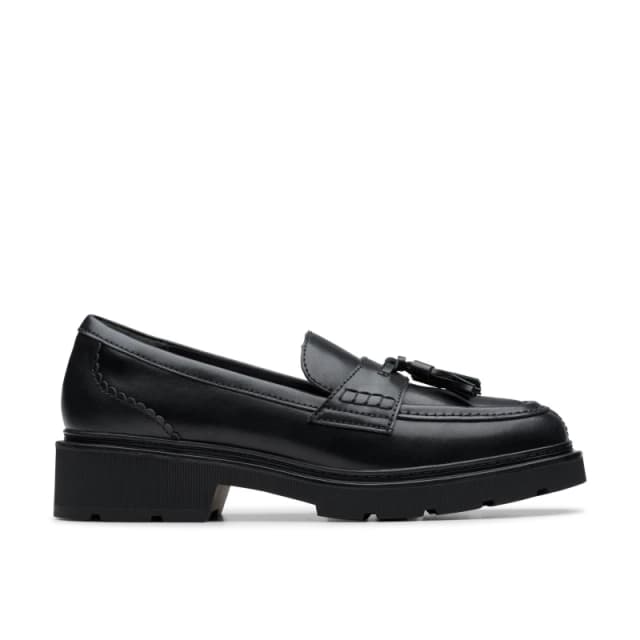 Clarks Clarks Women Lauryl Tassel Black Leather Trouser Shoes,Slip Ons,Loafers Size: 6-Standard Fit Black 6-Standard Fit Female 5063421403862