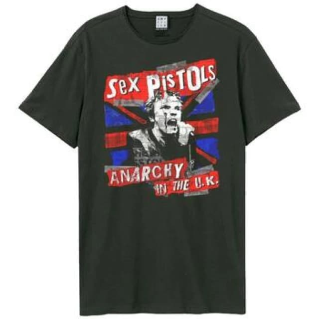 Amplified Amplified Men Anarchy In The UK Sex Pistols T-Shirt in Charcoal Size: X-Small Charcoal XS Male 5063527284228