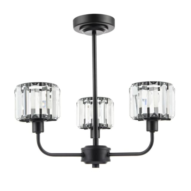 Happy Homewares Modern Black Ceiling Light Fitting with Clear Crystal Glass Rods on Three Shades Black Unisex