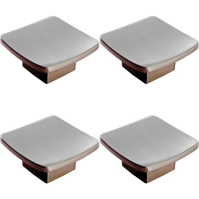 Loops 4x Square Curved Cupboard Door Knob 45 x 45mm Satin Nickel Cabinet Handle Metallics unisex
