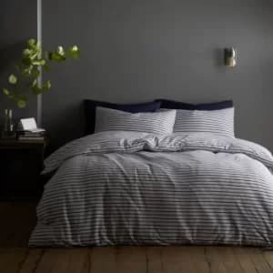 Content By Terence Conran Fulham Jersey Stripe Duvet Cover and Pillowcase Set Blue