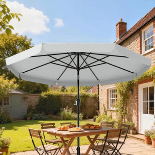 OUTSUNNY 3m Garden Parasol with Tilt & Crank, UPF30+ Outdoor Table Umbrella in Green Size: 3m Green Unisex 3m