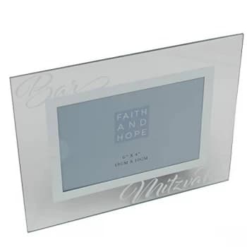 Faith & Hope Glass Bar Mitzvah Photo Frame - 6" x 4"