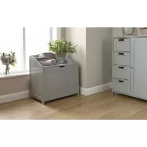 GFW - Ottoman Storage Clothes Towel Chest Grey Wooden Cabinet Bathroom Furniture Unit