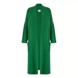 Yumi Green Knitted Maxi Cardigan With Pockets - Green