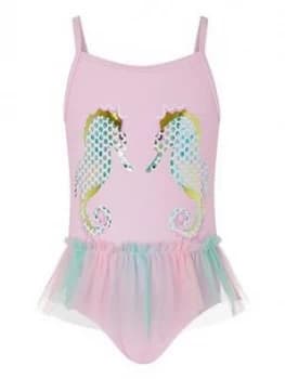 Monsoon Baby Girls Blaire Seahorse Swimsuit - Pale Pink