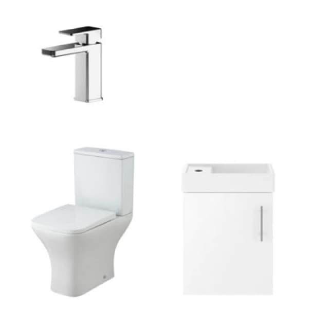 Balterley Wall Hung Vanity Basin Unit Pan Cistern Seat Tap White Chrome White