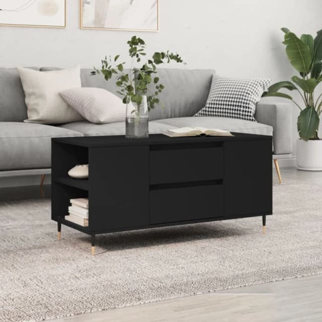 vidaXL Coffee Table Black 102x44.5x50cm Engineered Wood, Black 830989