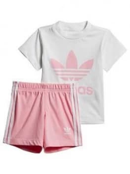 adidas Originals Baby Girls Short & Tee Set, Pink, Size 0-3 Months