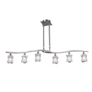 Rosa Del Desierto Telescopic Linear Pendant Line 6 Light G9, Satin Nickel
